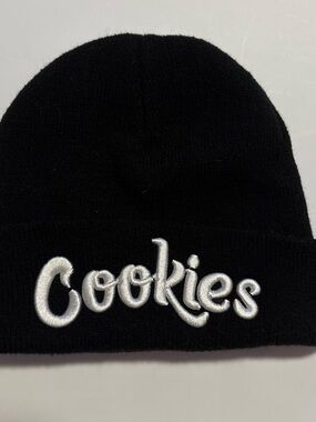 Cookies Embroidered Black Knit Beanie